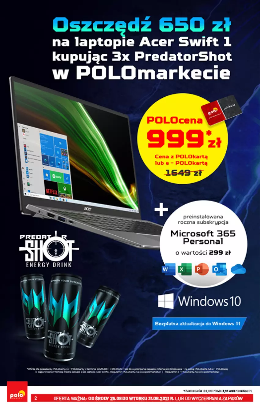 Gazetka promocyjna PoloMarket - Gazetka pomocyjna - ważna 25.08 do 31.08.2021 - strona 2 - produkty: Acer, Top