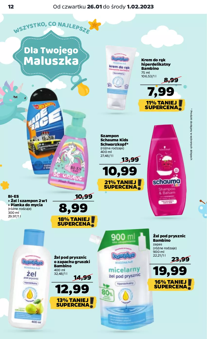 Gazetka promocyjna Netto - Artykuły spożywcze - ważna 26.01 do 01.02.2023 - strona 12 - produkty: Gruszki, Krem do rąk, Schauma, Schwarzkopf, Szampon