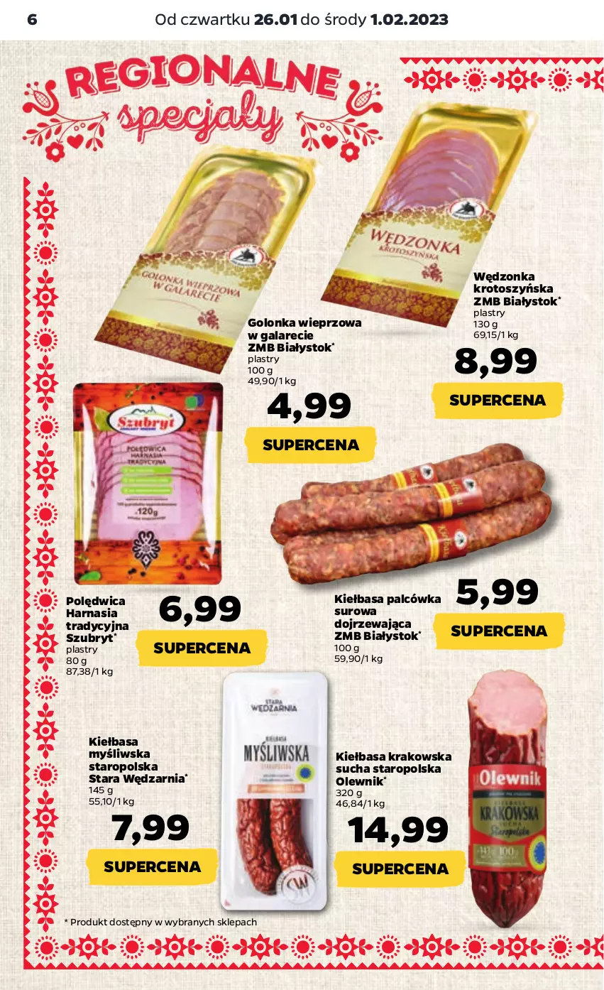 Gazetka promocyjna Netto - Artykuły spożywcze - ważna 26.01 do 01.02.2023 - strona 6 - produkty: Gala, Golonka wieprzowa, Kiełbasa, Kiełbasa krakowska, Olewnik, Polędwica, Szubryt