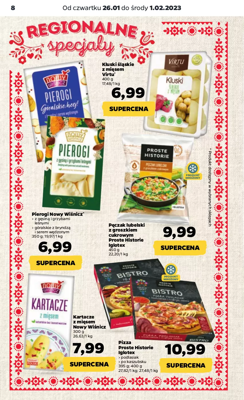 Gazetka promocyjna Netto - Artykuły spożywcze - ważna 26.01 do 01.02.2023 - strona 8 - produkty: Pierogi, Pizza, Ser, Virtu