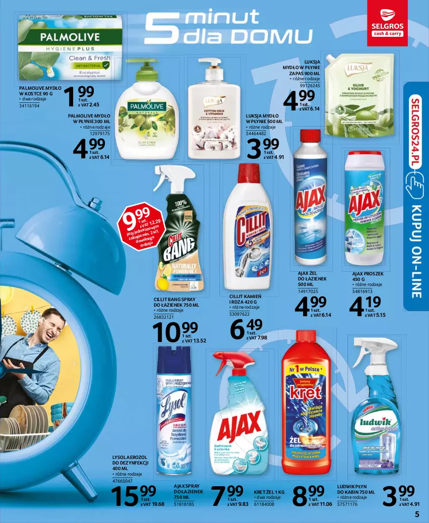 Gazetka promocyjna Selgros - Katalog Sprzątanie - ważna 27.05 do 09.06.2021 - strona 5 - produkty: Ajax, Cillit Bang, Kret, Ludwik, Luksja, Lysol, Mydło, Mydło w płynie, Palmolive