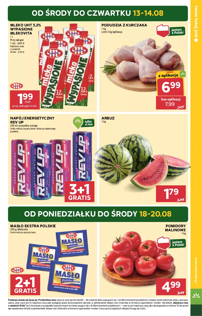Gazetka promocyjna Stokrotka - Supermarket - ważna 13.08 do 20.08.2025 - strona 5 - produkty: Arbuz, Gra, Kurczak, Masło, Mięso, Mleko, Mlekovita, Napój, Napój energetyczny, Owoce, Pomidory, Warzywa