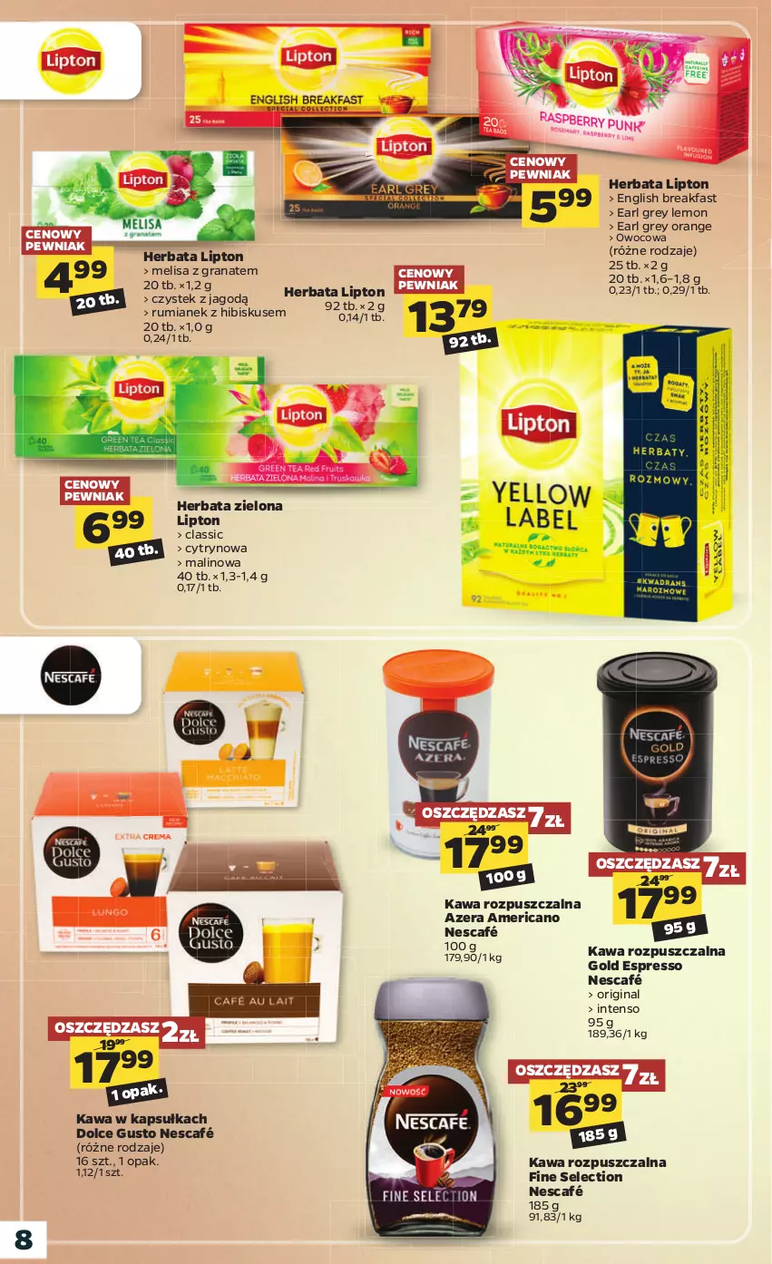 Gazetka promocyjna Netto - Katalog znanych marek - ważna 09.08 do 21.08.2021 - strona 8 - produkty: Dolce Gusto, Earl Grey, Fa, Gin, Gra, Granat, Herbata, Hibiskus, Kawa, Kawa rozpuszczalna, Lipton, Nescafé, Rum, Stek