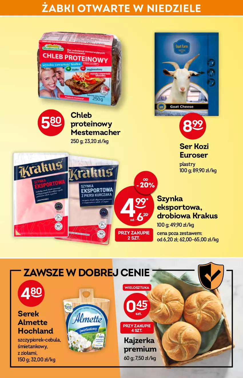 Gazetka promocyjna Żabka - ważna 23.02 do 01.03.2022 - strona 21 - produkty: Almette, Cebula, Chleb, Hochland, Kajzerka, Krakus, Por, Ser, Ser kozi, Serek, Sport, Szynka