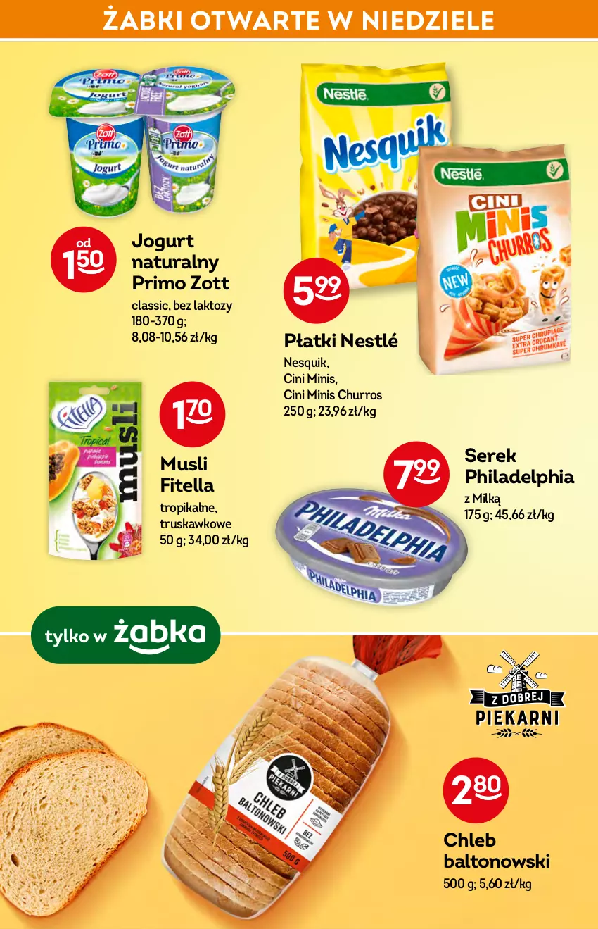 Gazetka promocyjna Żabka - ważna 23.02 do 01.03.2022 - strona 22 - produkty: Chleb, Cini Minis, Jogurt, Jogurt naturalny, Mus, Nesquik, Nestlé, Philadelphia, Ser, Serek, Zott