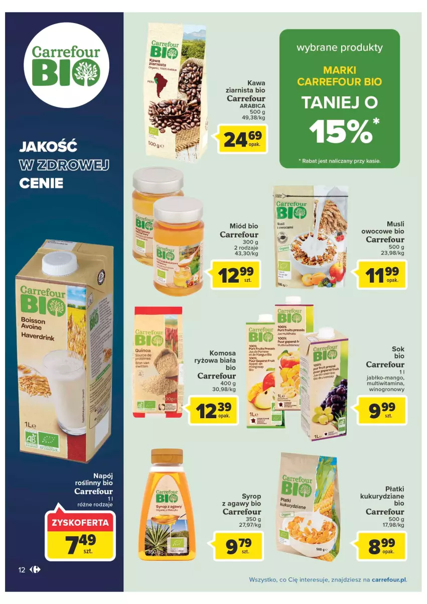 Gazetka promocyjna Carrefour - Gazetka Produkty Carrefour w mądrej cenie - ważna 31.05 do 11.06.2022 - strona 12 - produkty: BIC, Fa, Kawa, Kawa ziarnista, Mango, Miód, Napój, Ryż, Sok, Syrop, Wino