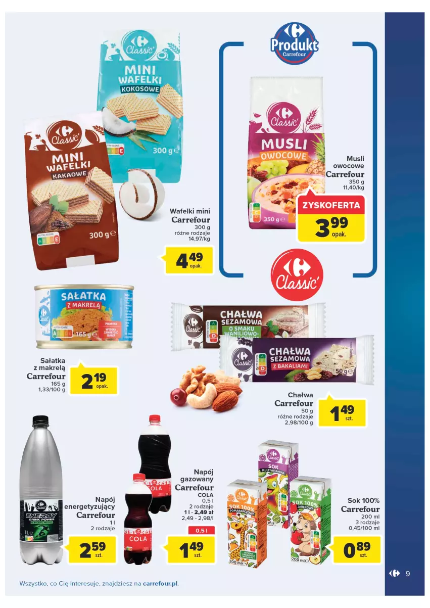 Gazetka promocyjna Carrefour - Gazetka Produkty Carrefour w mądrej cenie - ważna 31.05 do 11.06.2022 - strona 9 - produkty: Kokos, Makrelą, Mus, Napój, Sałat, Sałatka, Sezam, Sok