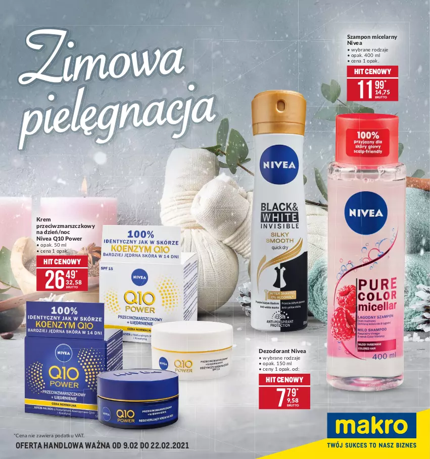 Gazetka promocyjna Makro - [Oferta specjalna] Zimowa pielęgnacja - ważna 09.02 do 22.02.2021 - strona 1 - produkty: Dezodorant, Krem przeciwzmarszczkowy, Mars, Nivea, Nivea Q10, Szampon