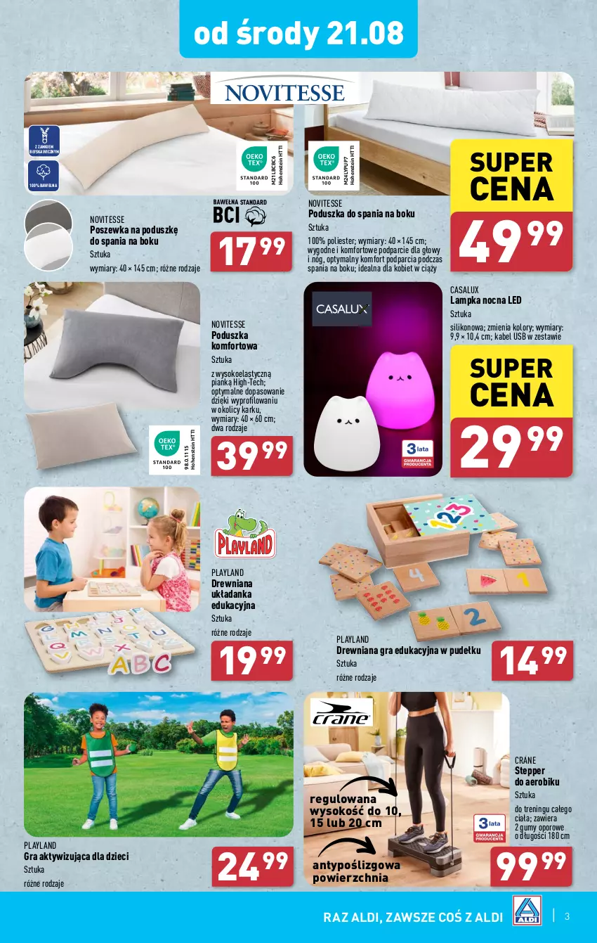 Gazetka promocyjna Aldi - Artykuły przemysłowe i tekstylia - ważna 19.08 do 25.08.2024 - strona 3 - produkty: Dzieci, Gra, Kabel USB, Poduszka, Por, Poszewka, Sok, Układanka, Wełna