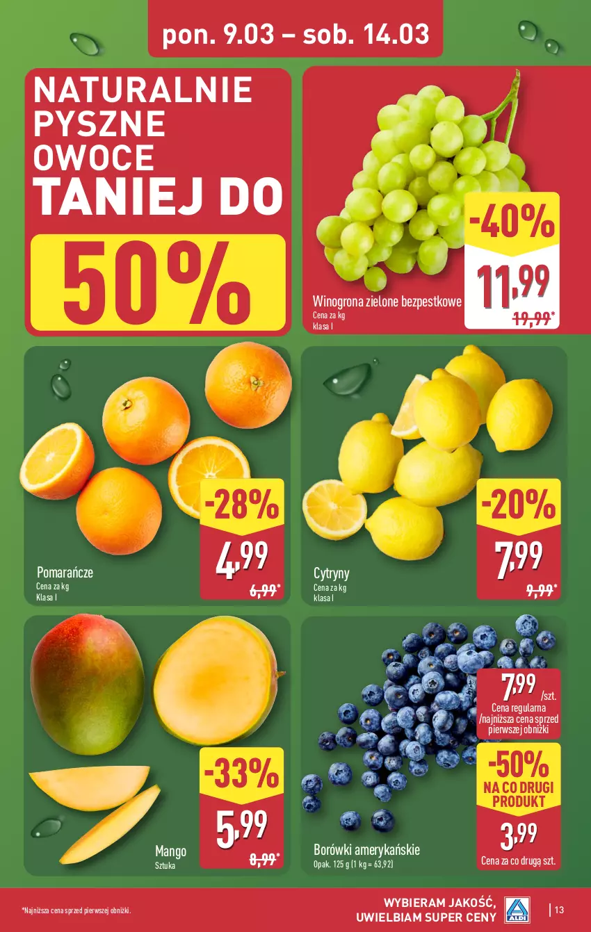 Gazetka promocyjna Aldi - Oferta weekendowa - ważna 12.03 do 14.03.2026 - strona 13 - produkty: Cytryny, Mango, Owoce, Pomarańcze, Wino, Winogrona