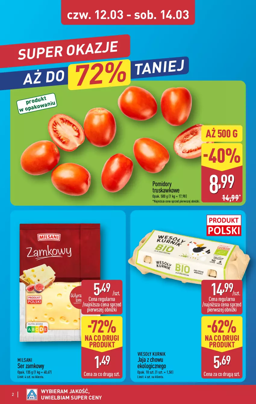 Gazetka promocyjna Aldi - Oferta weekendowa - ważna 12.03 do 14.03.2026 - strona 2 - produkty: Jaja, Pomidory, Ser
