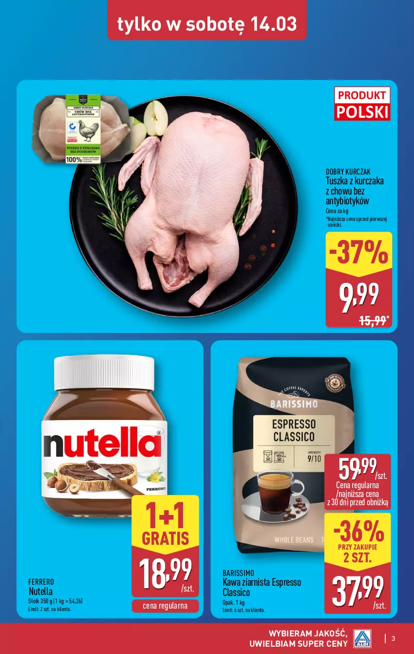 Gazetka promocyjna Aldi - Oferta weekendowa - ważna 12.03 do 14.03.2026 - strona 3 - produkty: Ferrero, Gra, Kawa, Kawa ziarnista, Kurczak, Nutella, Tusz