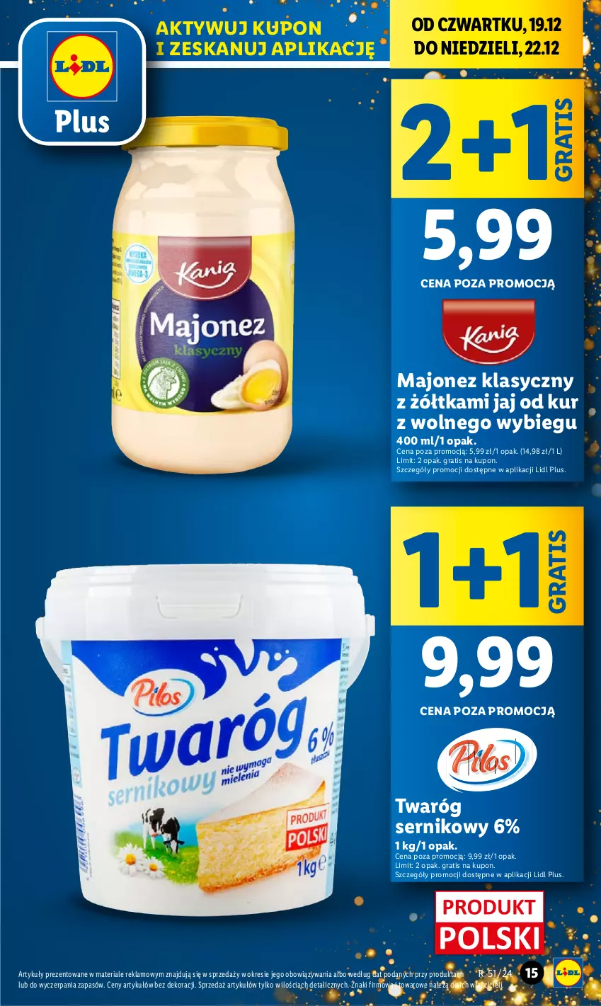 Gazetka promocyjna Lidl - GAZETKA - ważna 19.12 do 22.12.2024 - strona 15 - produkty: Gra, Majonez, Ser, Twaróg