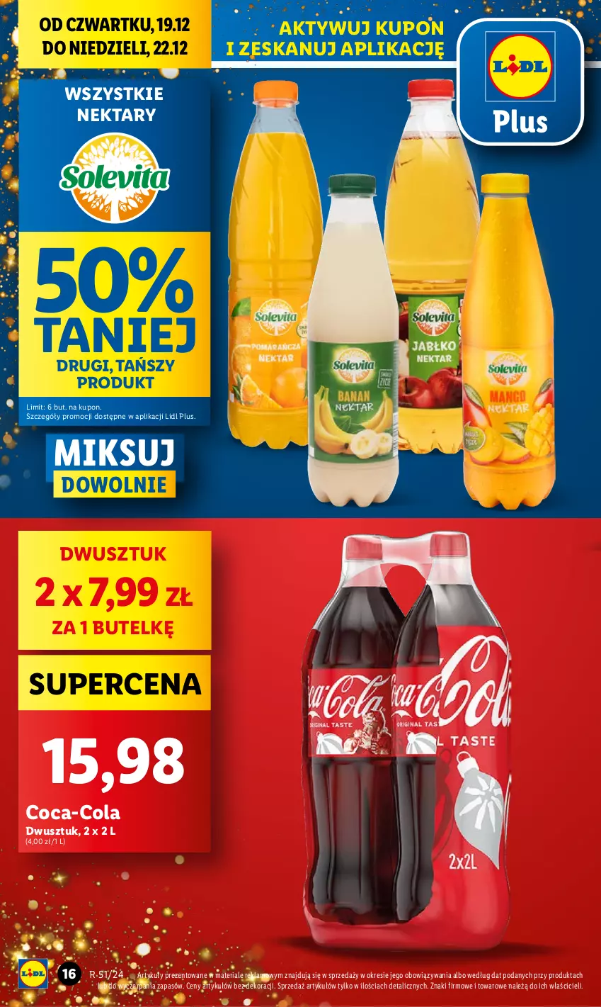 Gazetka promocyjna Lidl - GAZETKA - ważna 19.12 do 22.12.2024 - strona 16 - produkty: Coca-Cola, Nektar