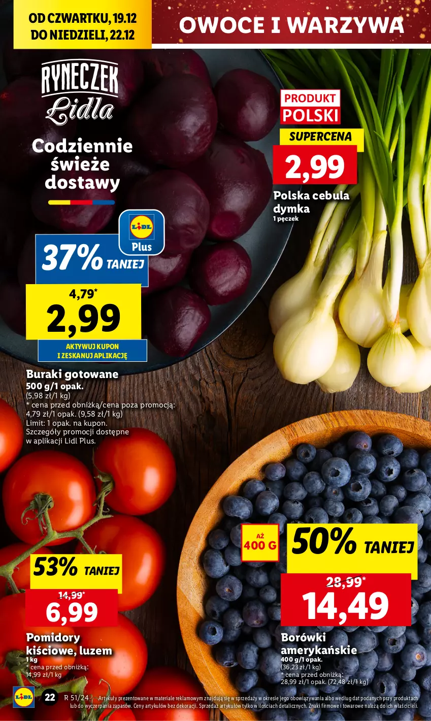 Gazetka promocyjna Lidl - GAZETKA - ważna 19.12 do 22.12.2024 - strona 26 - produkty: Buraki, Cebula, Owoce, Pomidory, Warzywa