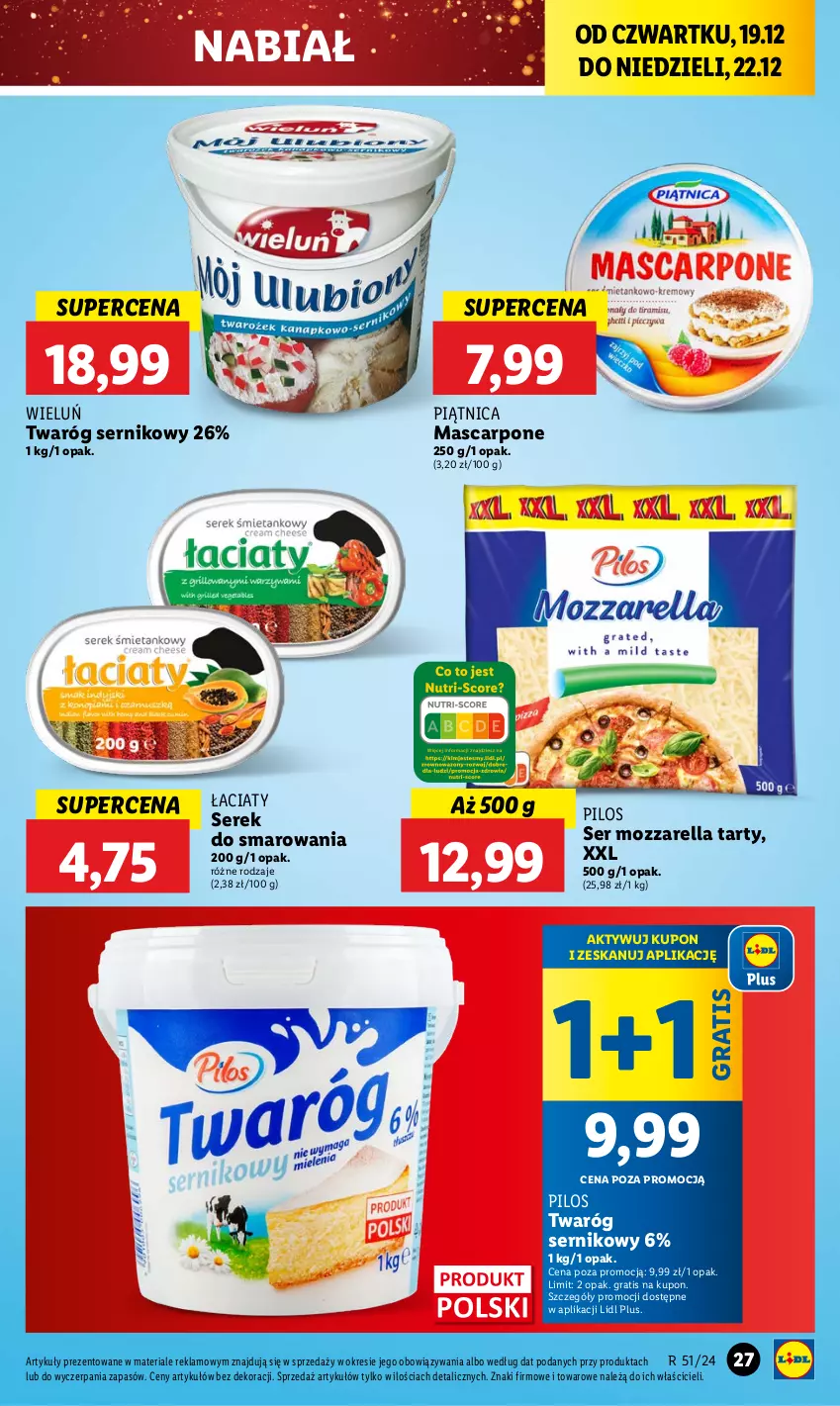 Gazetka promocyjna Lidl - GAZETKA - ważna 19.12 do 22.12.2024 - strona 31 - produkty: Gra, Mascarpone, Mozzarella, Piątnica, Pilos, Ser, Serek, Twaróg