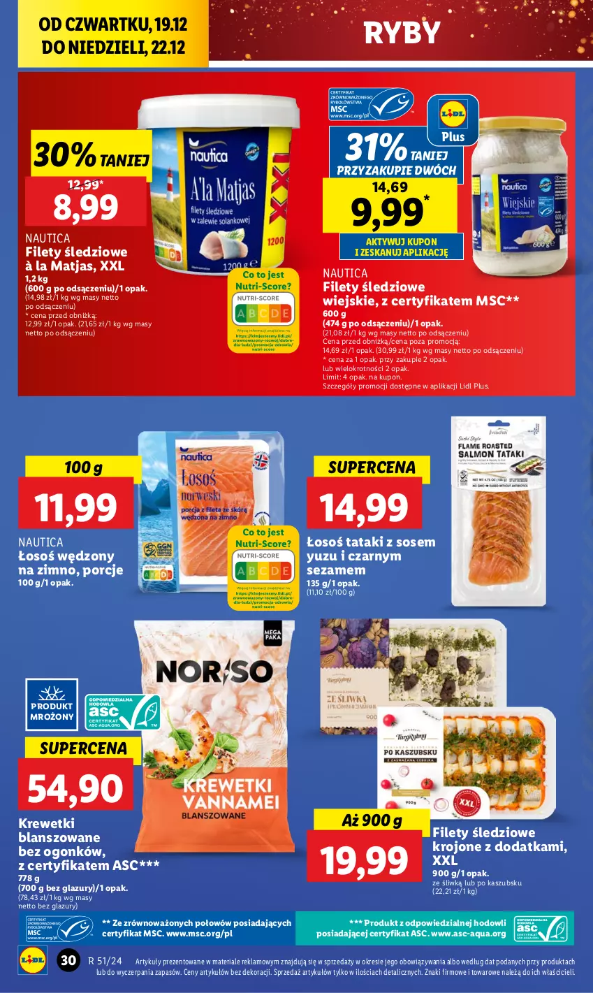 Gazetka promocyjna Lidl - GAZETKA - ważna 19.12 do 22.12.2024 - strona 34 - produkty: Krewetki, Lazur, Matjas, Por, Sezam, Sos