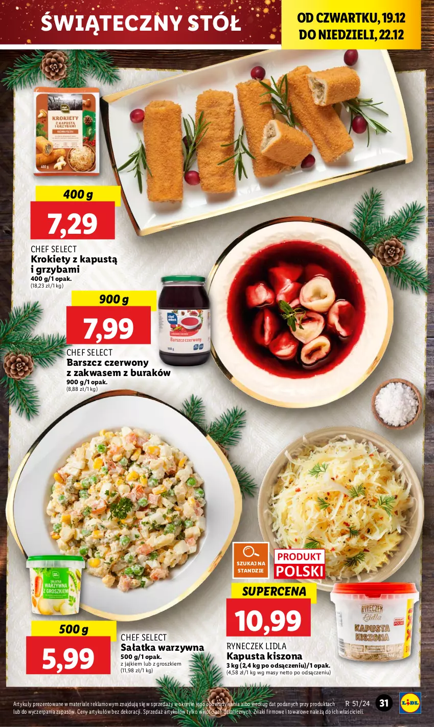 Gazetka promocyjna Lidl - GAZETKA - ważna 19.12 do 22.12.2024 - strona 35 - produkty: Kapustą, Krokiety, Sałat, Sałatka, Sałatka warzywna, Stół