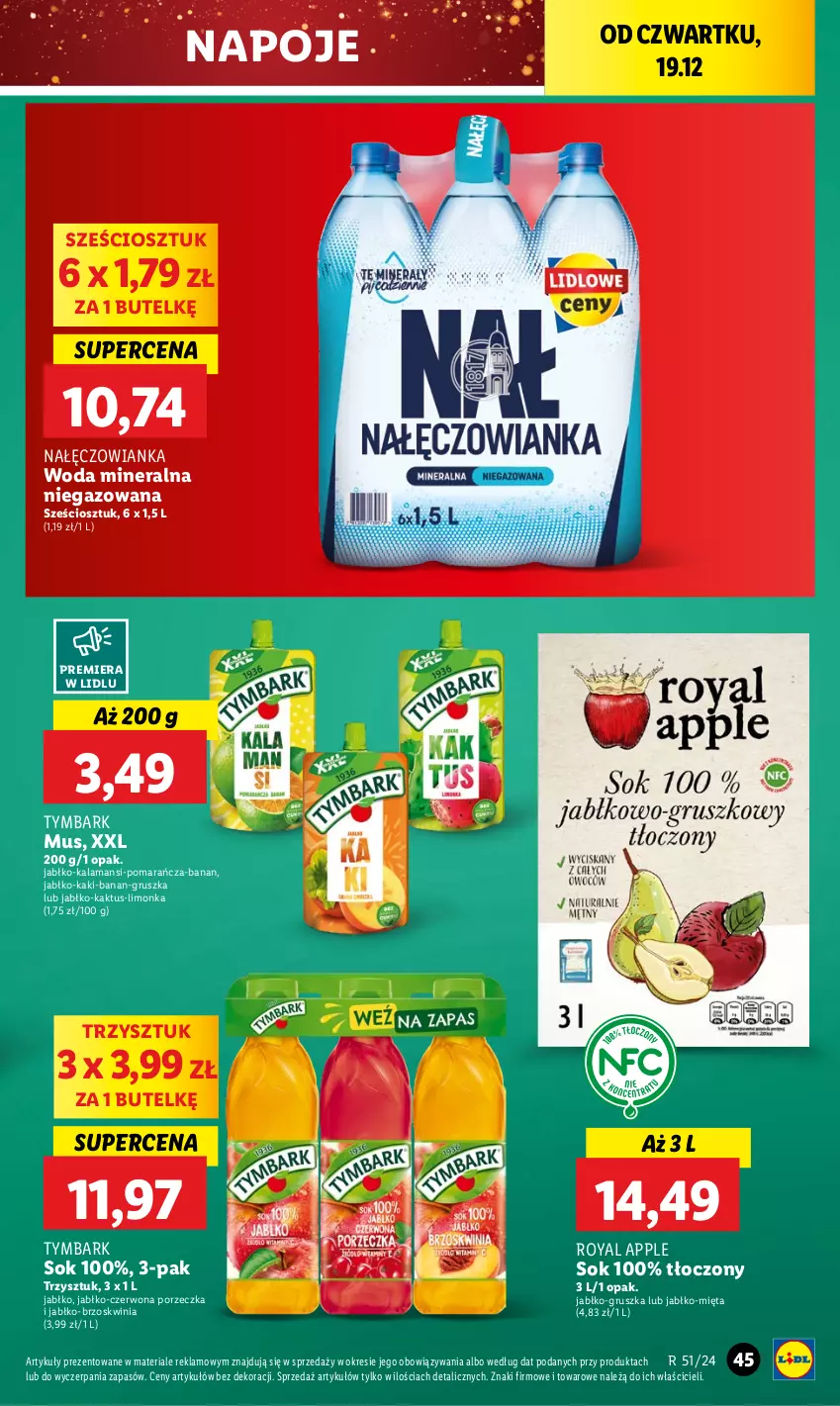 Gazetka promocyjna Lidl - GAZETKA - ważna 19.12 do 22.12.2024 - strona 51 - produkty: Kaki, Kaktus, Limonka, Mięta, Mus, Nałęczowianka, Napoje, Por, Sok, Tymbark, Woda, Woda mineralna