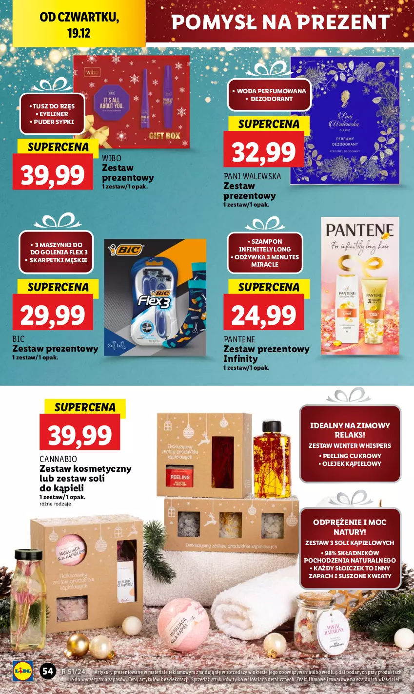 Gazetka promocyjna Lidl - GAZETKA - ważna 19.12 do 22.12.2024 - strona 62 - produkty: BIC, Dezodorant, Karp, Odżywka, Olej, Pantene, Peeling, Perfum, Puder, Skarpetki, Szampon, Tusz, Wibo, Woda, Woda perfumowana, Zestaw prezentowy