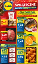 Gazetka promocyjna Lidl - GAZETKA - Gazetka - ważna od 22.12 do 22.12.2024 - strona 1 - produkty: Mandarynki, Sok, Ser, Szynka wieprzowa, Praliny, Karp, Raffaello, Mlekovita, Pomarańcze, Szynka, Ferrero, Deser, Masło, Mleko, Fa