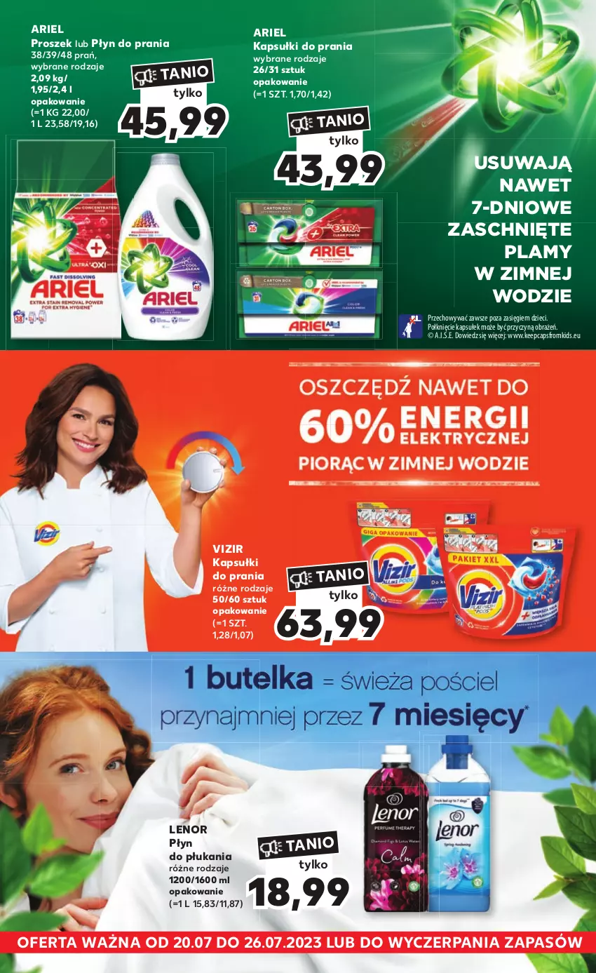 Gazetka promocyjna Kaufland - Kaufland - ważna 20.07 do 26.07.2023 - strona 1 - produkty: Ariel, Dzieci, Kapsułki do prania, Lenor, Płyn do płukania, Płyn do prania, Ser, Vizir