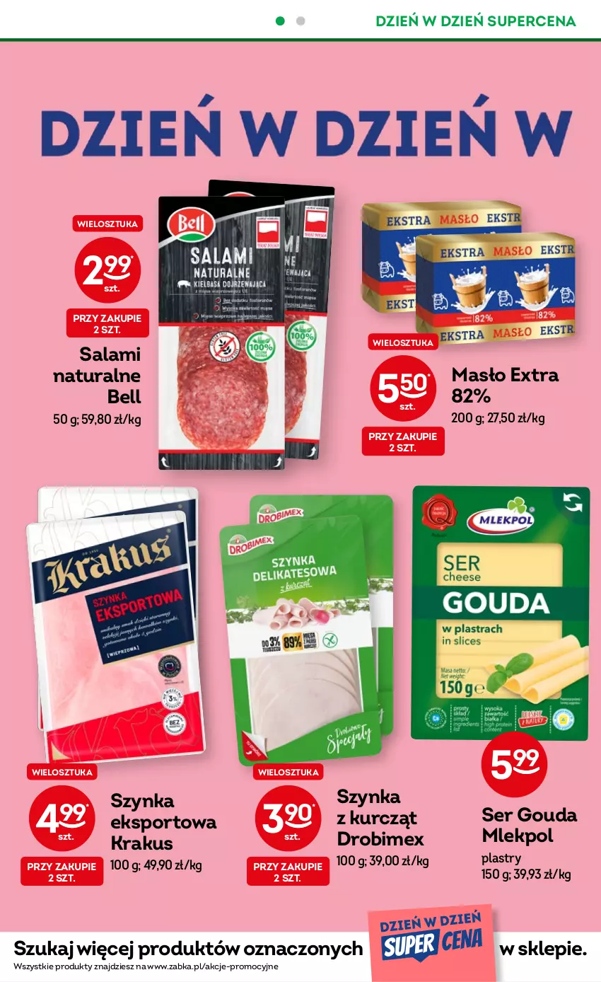 Gazetka promocyjna Żabka - ważna 05.07 do 18.07.2023 - strona 14 - produkty: Bell, Drobimex, Gouda, Krakus, Masło, Por, Salami, Ser, Sport, Szynka