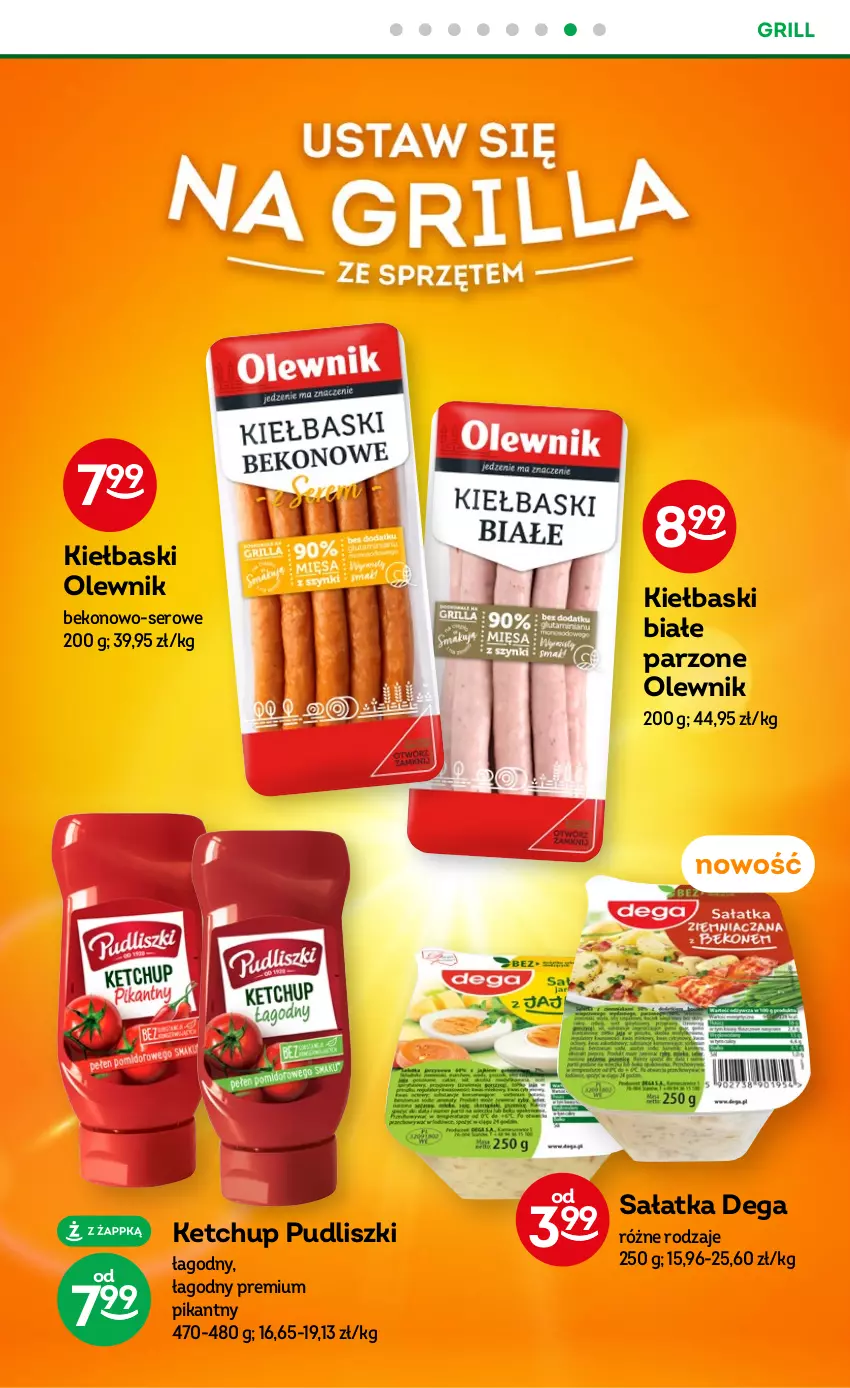 Gazetka promocyjna Żabka - ważna 05.07 do 18.07.2023 - strona 34 - produkty: Beko, Dega, Grill, Ketchup, Kiełbaski białe, Olewnik, Pudliszki, Sałat, Sałatka, Ser