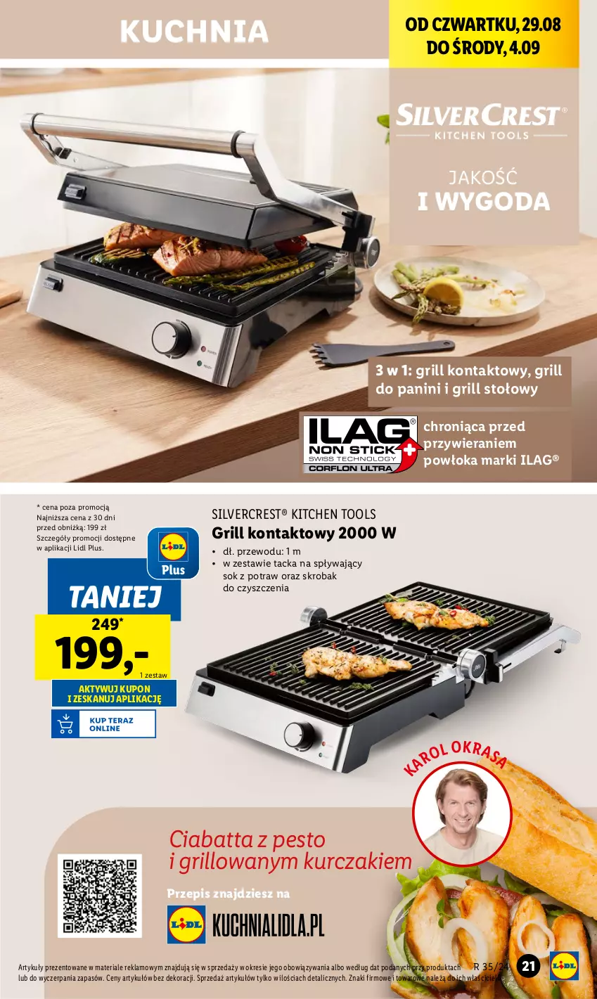 Gazetka promocyjna Lidl - GAZETKA - ważna 26.08 do 01.09.2024 - strona 23 - produkty: Ciabatta, Grill, Grill kontaktowy, Kuchnia, Kurczak, Pesto, Silvercrest, Sok