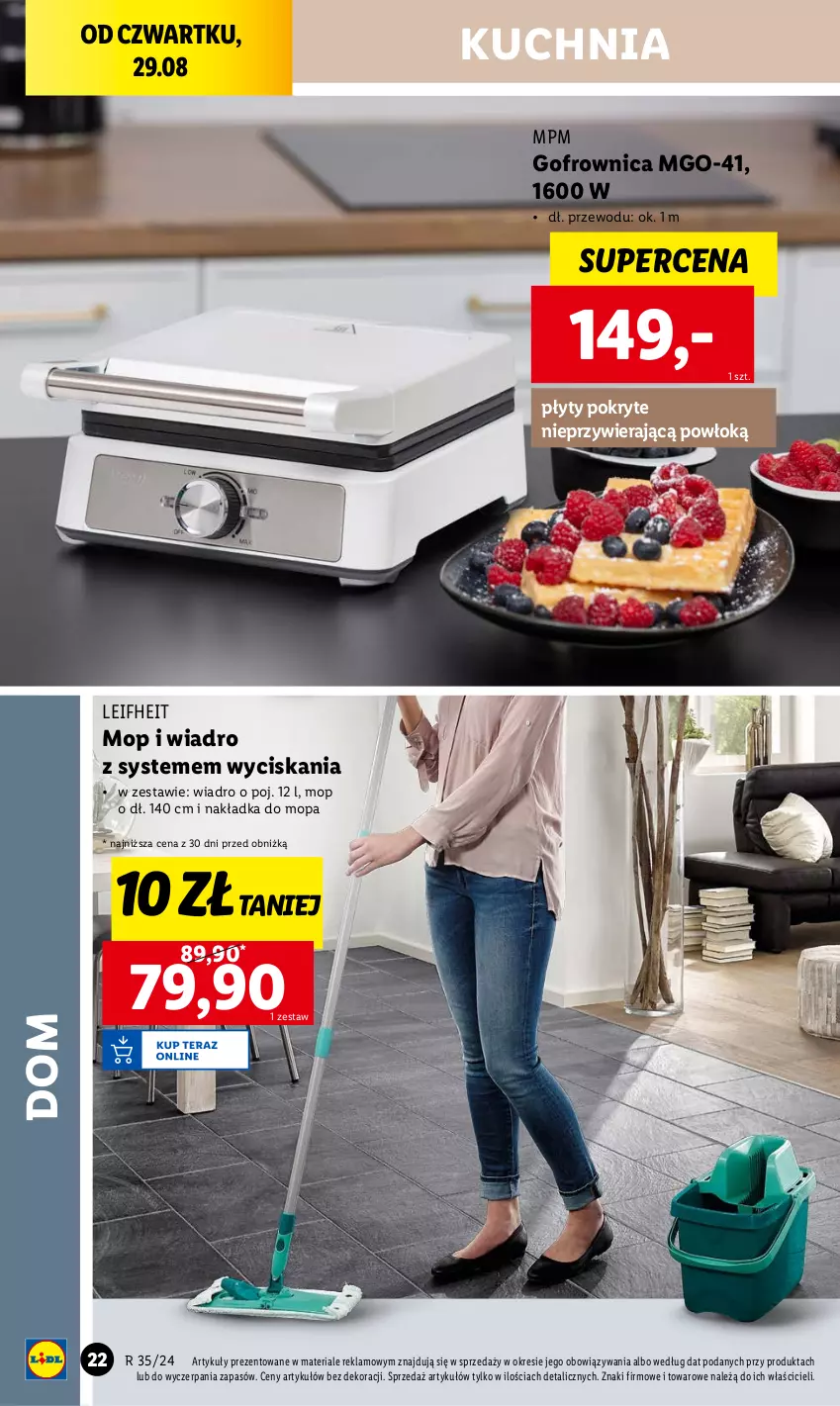 Gazetka promocyjna Lidl - GAZETKA - ważna 26.08 do 01.09.2024 - strona 24 - produkty: Gofrownica, Kuchnia, Mop, Wiadro