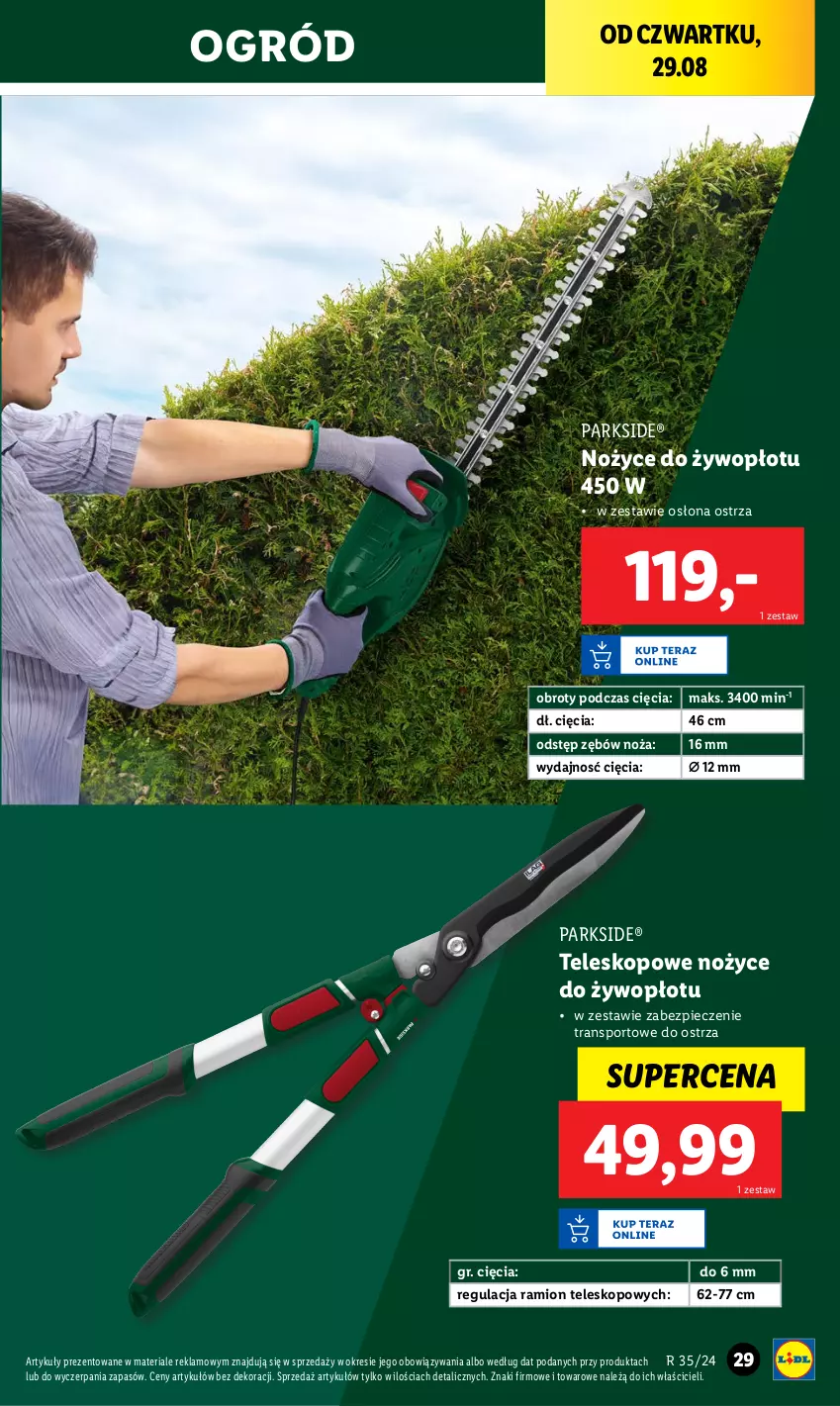 Gazetka promocyjna Lidl - GAZETKA - ważna 26.08 do 01.09.2024 - strona 31 - produkty: Noż, Nożyce, Ogród, Parkside, Piec, Por, Sport, Teleskop, Tran