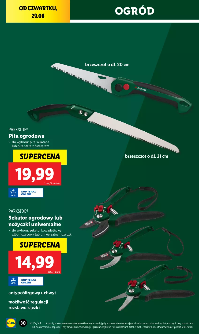 Gazetka promocyjna Lidl - GAZETKA - ważna 26.08 do 01.09.2024 - strona 32 - produkty: Noż, Nożyczki, Ogród, Parkside, Sekator, Tera