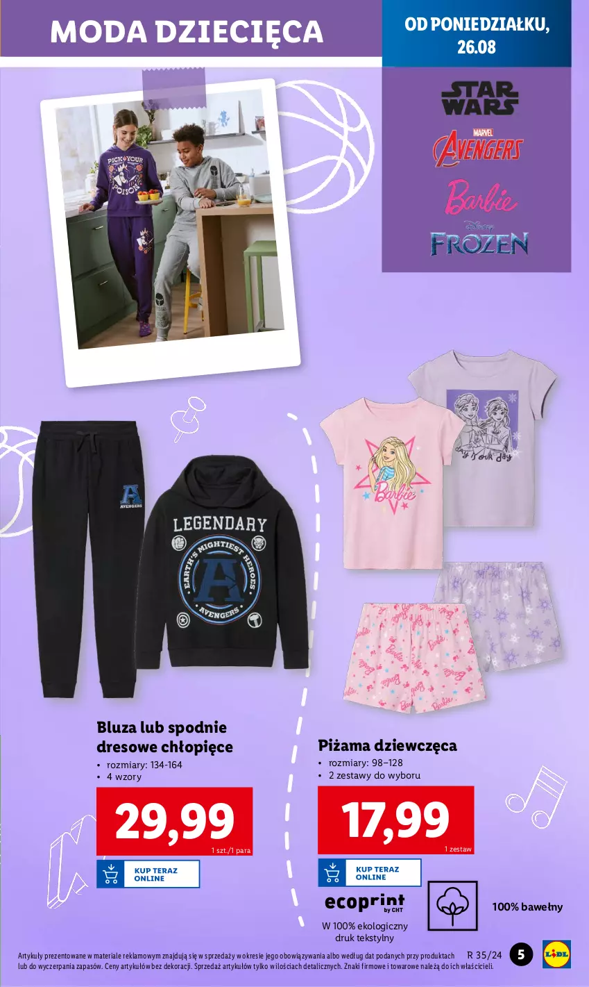 Gazetka promocyjna Lidl - GAZETKA - ważna 26.08 do 01.09.2024 - strona 7 - produkty: Bluza, Dres, Dzieci, Moda, Piżama, Spodnie, Spodnie dresowe