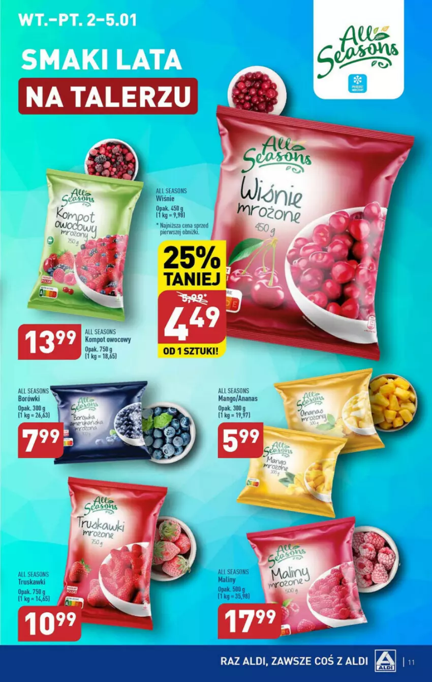 Gazetka promocyjna Aldi - ważna 02.01 do 05.01.2024 - strona 3 - produkty: All Seasons, Ananas, Maliny, Mango, Truskawki