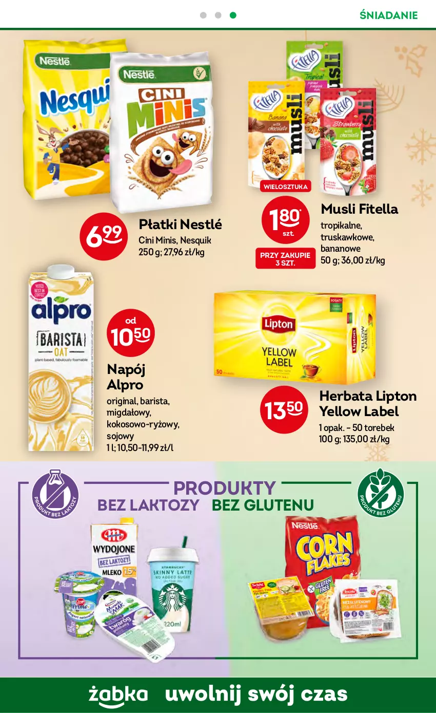 Gazetka promocyjna Żabka - ważna 14.12 do 20.12.2022 - strona 39 - produkty: Alpro, Cini Minis, Gin, Herbata, Kokos, Lipton, Mus, Napój, Nesquik, Nestlé, Ryż