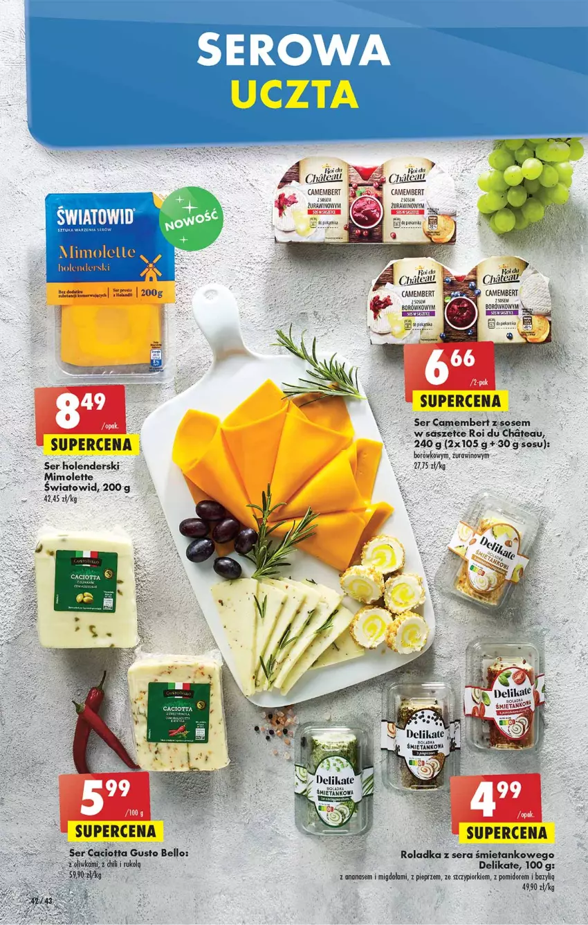 Gazetka promocyjna Biedronka - W tym tygodniu - ważna 14.04 do 20.04.2022 - strona 42 - produkty: Ananas, Bell, Caciotta, Camembert, Fa, Mimolette, Pieprz, Por, Rolada, Ser, Sos, Wino