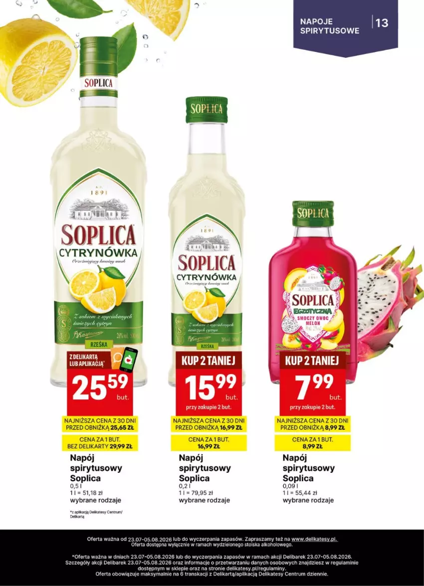 Gazetka promocyjna Delikatesy Centrum - Delibarek DC30-DC31 - ważna 23.07 do 05.08.2026 - strona 13 - produkty: Napój, Napoje, Rama, Rum, Soplica, Tran