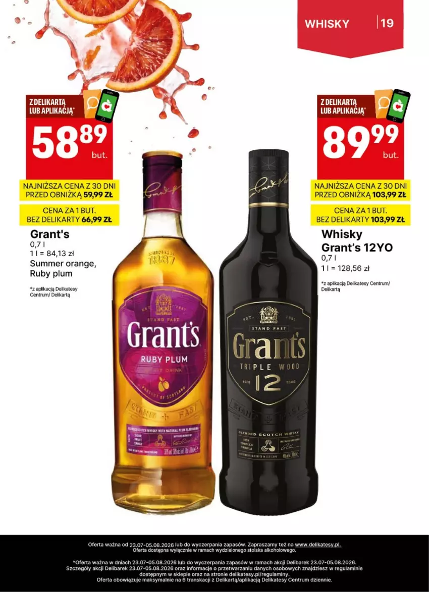 Gazetka promocyjna Delikatesy Centrum - Delibarek DC30-DC31 - ważna 23.07 do 05.08.2026 - strona 19 - produkty: Fa, Gra, Grant's, Rama, Rum, Tran, Whisky