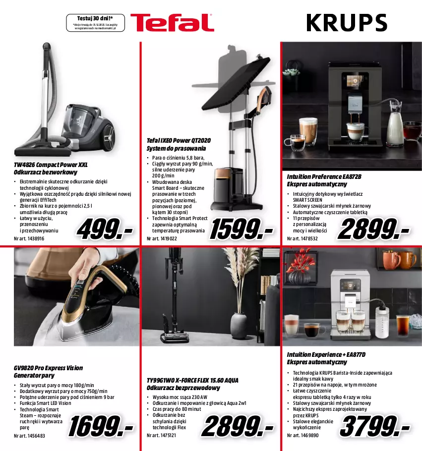 Gazetka promocyjna Media Markt - Gazetka Media Markt - ważna 15.11 do 30.11.2023 - strona 14 - produkty: Cars, Fa, Generator pary, Krups, Młynek, Mop, Napoje, Odkurzacz, Odkurzacz bezprzewodowy, Sok, Tablet, Tefal, Top