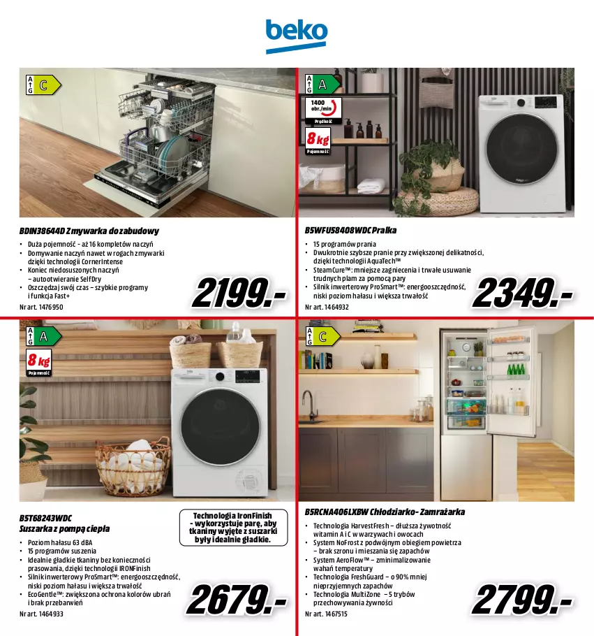 Gazetka promocyjna Media Markt - Gazetka Media Markt - ważna 15.11 do 30.11.2023 - strona 23 - produkty: Fa, Finish, Gra, Pralka, Suszarka, Suszarki, Warka, Warzywa, Zamrażarka, Zmywarka, Zmywarka do zabudowy, Zmywarki