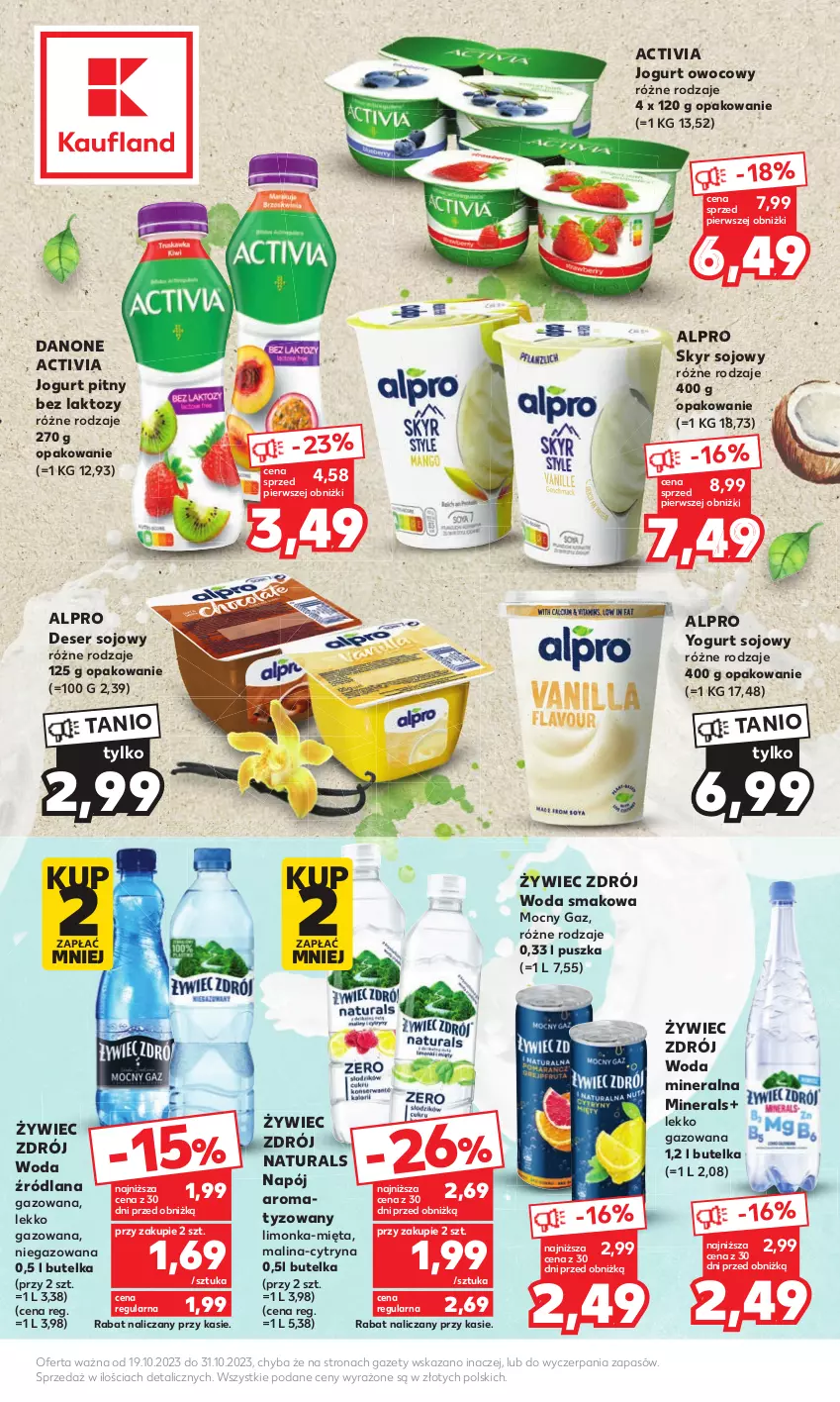 Gazetka promocyjna Kaufland - Kaufland - ważna 19.10 do 31.10.2023 - strona 2 - produkty: Activia, Alpro, Danone, Deser, Jogurt, Jogurt owocowy, Jogurt pitny, LANA, Limonka, Mięta, Napój, Ser, Woda, Woda mineralna