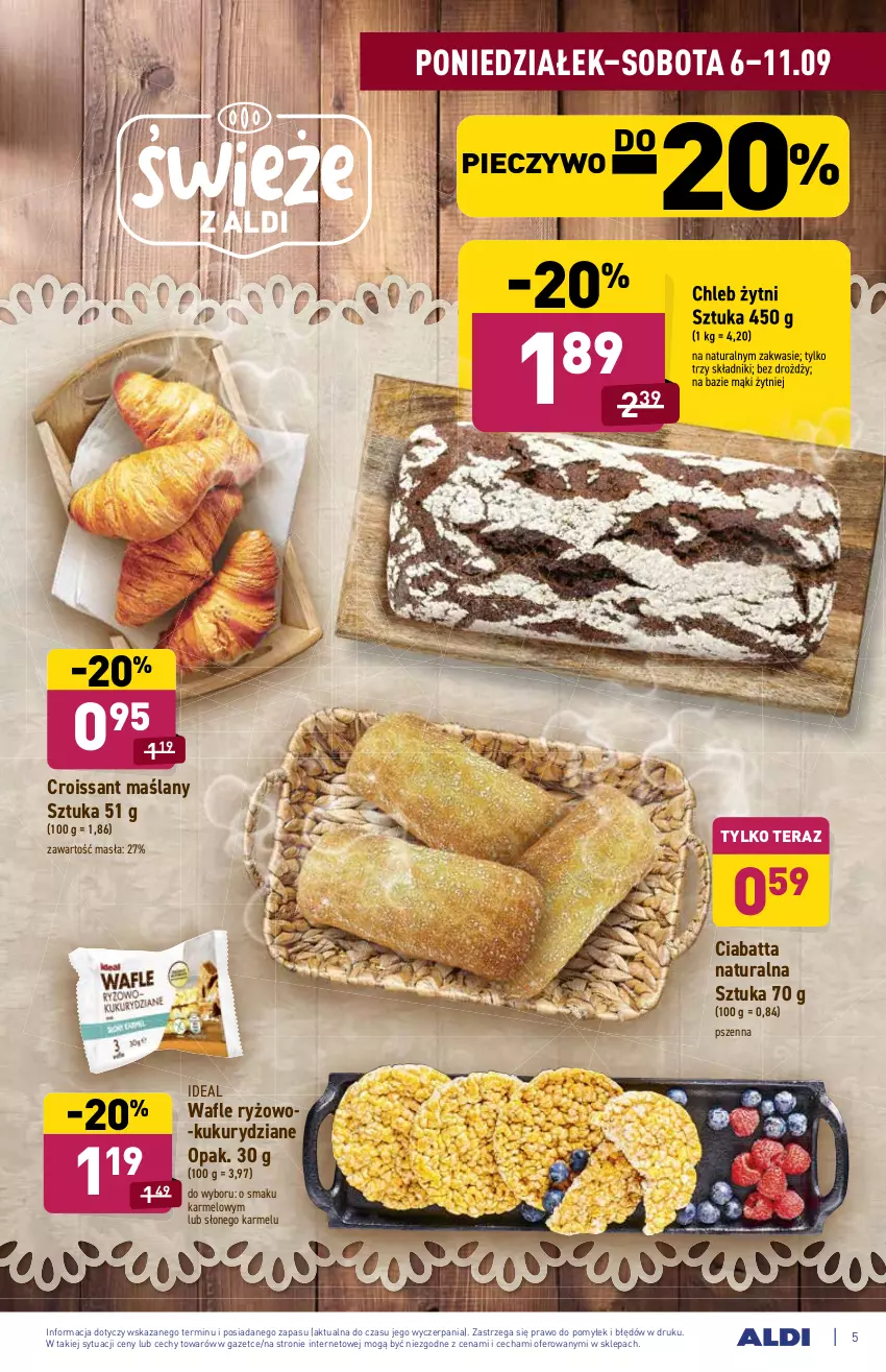 Gazetka promocyjna Aldi - SUPER SMACZNE OKAZJE - ważna 06.09 do 11.09.2021 - strona 5 - produkty: Chleb, Ciabatta, Croissant, Piec, Pieczywo, Ryż, Tera, Wafle