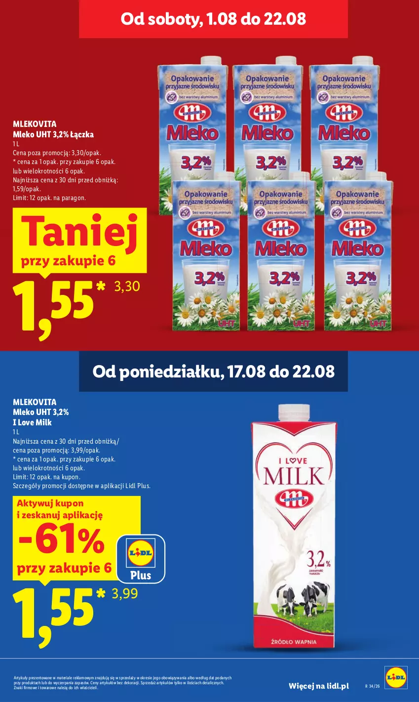 Gazetka promocyjna Lidl - Gazetka ważna od 17.08 do 19.08 - ważna 17.08 do 19.08.2026 - strona 11 - produkty: Mleko, Mlekovita