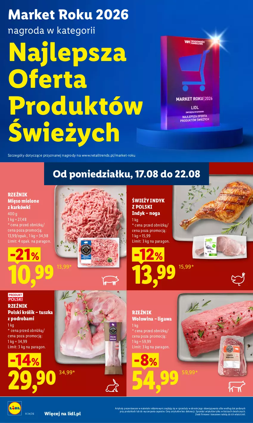 Gazetka promocyjna Lidl - Gazetka ważna od 17.08 do 19.08 - ważna 17.08 do 19.08.2026 - strona 44 - produkty: Królik, Mięso, Mięso mielone, Tusz, Wołowina