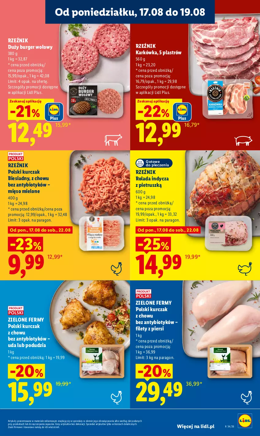 Gazetka promocyjna Lidl - Gazetka ważna od 17.08 do 19.08 - ważna 17.08 do 19.08.2026 - strona 45 - produkty: Burger, Kurczak, Mięso, Mięso mielone, Piec, Rolada