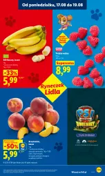 Gazetka promocyjna Lidl - Gazetka ważna od 17.08 do 19.08 - Gazetka - ważna od 19.08 do 19.08.2026 - strona 39 - produkty: Banany, Ser, Maliny, Brzoskwinie