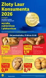Gazetka promocyjna Lidl - Gazetka ważna od 17.08 do 19.08 - Gazetka - ważna od 19.08 do 19.08.2026 - strona 40 - produkty: Cukier, Bułka fitness, Laur, Bułka