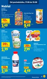 Gazetka promocyjna Lidl - Gazetka ważna od 17.08 do 19.08 - Gazetka - ważna od 19.08 do 19.08.2026 - strona 49 - produkty: Serek puszysty, Deser mleczny, Sok, Ser, Rolmlecz, Serek homogenizowany, Serek, Pilos, Deser, POLMLEK, Kefir, Kinder