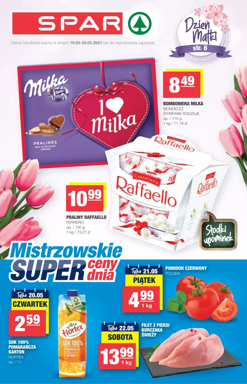 Gazetka promocyjna Spar - Spar - ważna 19.05 do 25.05.2021 - strona 1 - produkty: Bomboniera, Fa, Ferrero, Milka, Praliny, Raffaello