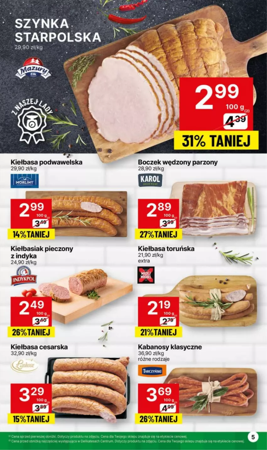 Gazetka promocyjna Delikatesy Centrum - NOWA GAZETKA Delikatesy Centrum od 29 stycznia! 29.01-04.02.2024 - ważna 29.01 do 04.02.2024 - strona 5 - produkty: Basia, Boczek, Kabanos, Kiełbasa, Kiełbasa podwawelska, Morliny, Piec, Szynka, Wawel